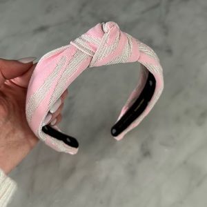 Lele Sadoughi Revolve Solid Striped Pink Zebra Knot Headband Hair Knotted Band